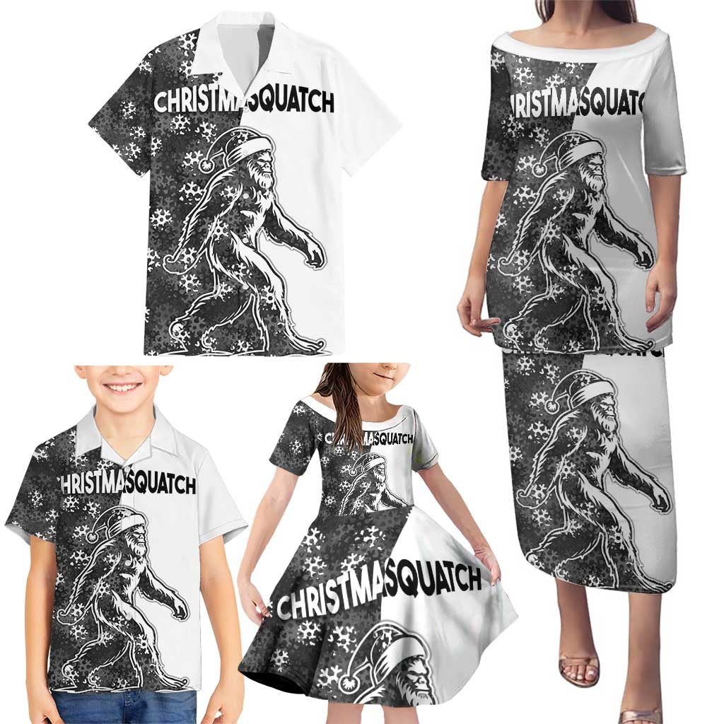 Funny Christmasquatch Camouflage of Snowflakes Family Matching Puletasi and Hawaiian Shirt - Wonder Print Shop