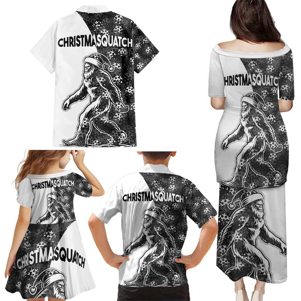 Funny Christmasquatch Camouflage of Snowflakes Family Matching Puletasi and Hawaiian Shirt - Wonder Print Shop