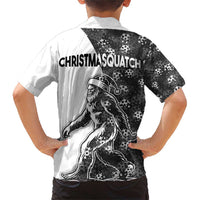 Funny Christmasquatch Camouflage of Snowflakes Family Matching Short Sleeve Bodycon Dress and Hawaiian Shirt - Wonder Print Shop