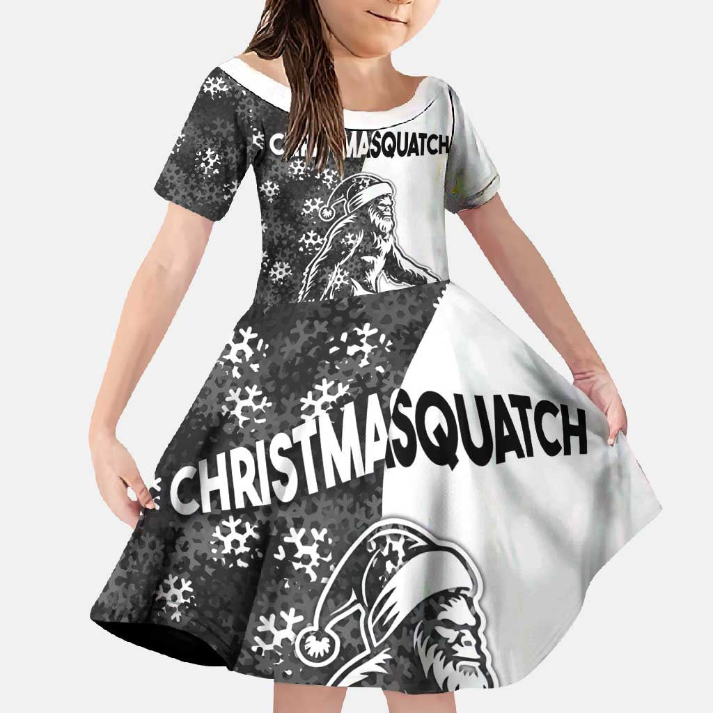 Funny Christmasquatch Camouflage of Snowflakes Family Matching Short Sleeve Bodycon Dress and Hawaiian Shirt - Wonder Print Shop