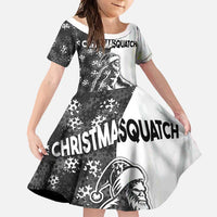 Funny Christmasquatch Camouflage of Snowflakes Family Matching Short Sleeve Bodycon Dress and Hawaiian Shirt - Wonder Print Shop