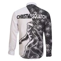 Funny Christmasquatch Camouflage of Snowflakes Family Matching Short Sleeve Bodycon Dress and Hawaiian Shirt - Wonder Print Shop