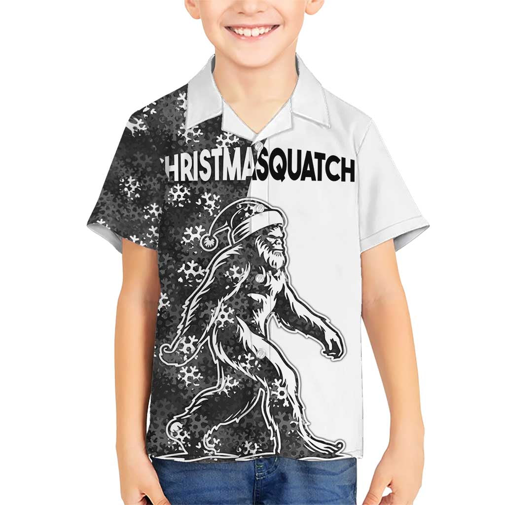 Funny Christmasquatch Camouflage of Snowflakes Family Matching Short Sleeve Bodycon Dress and Hawaiian Shirt - Wonder Print Shop