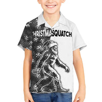 Funny Christmasquatch Camouflage of Snowflakes Family Matching Short Sleeve Bodycon Dress and Hawaiian Shirt - Wonder Print Shop