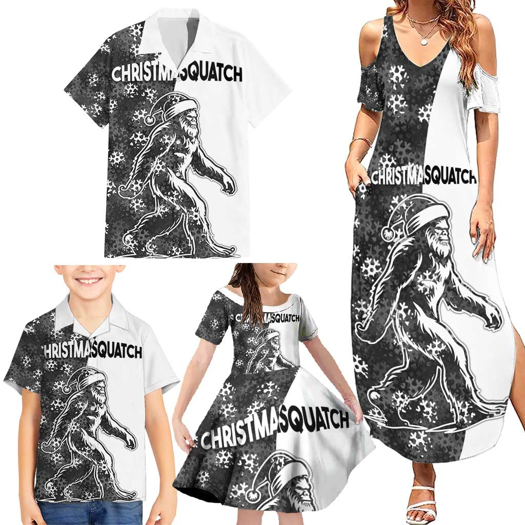 Funny Christmasquatch Camouflage of Snowflakes Family Matching Summer Maxi Dress and Hawaiian Shirt - Wonder Print Shop