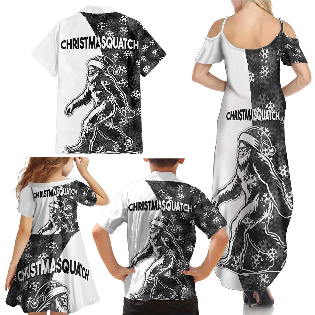 Funny Christmasquatch Camouflage of Snowflakes Family Matching Summer Maxi Dress and Hawaiian Shirt - Wonder Print Shop