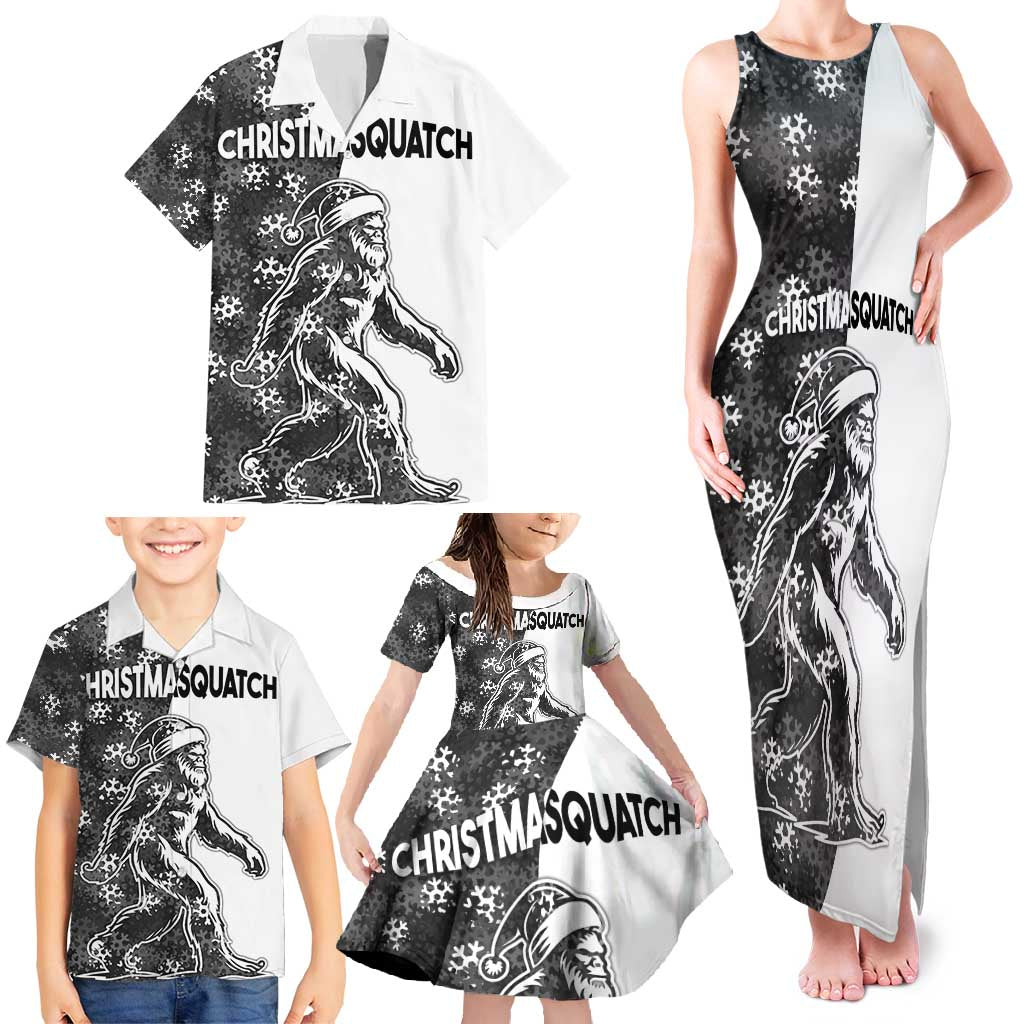 Funny Christmasquatch Camouflage of Snowflakes Family Matching Tank Maxi Dress and Hawaiian Shirt - Wonder Print Shop