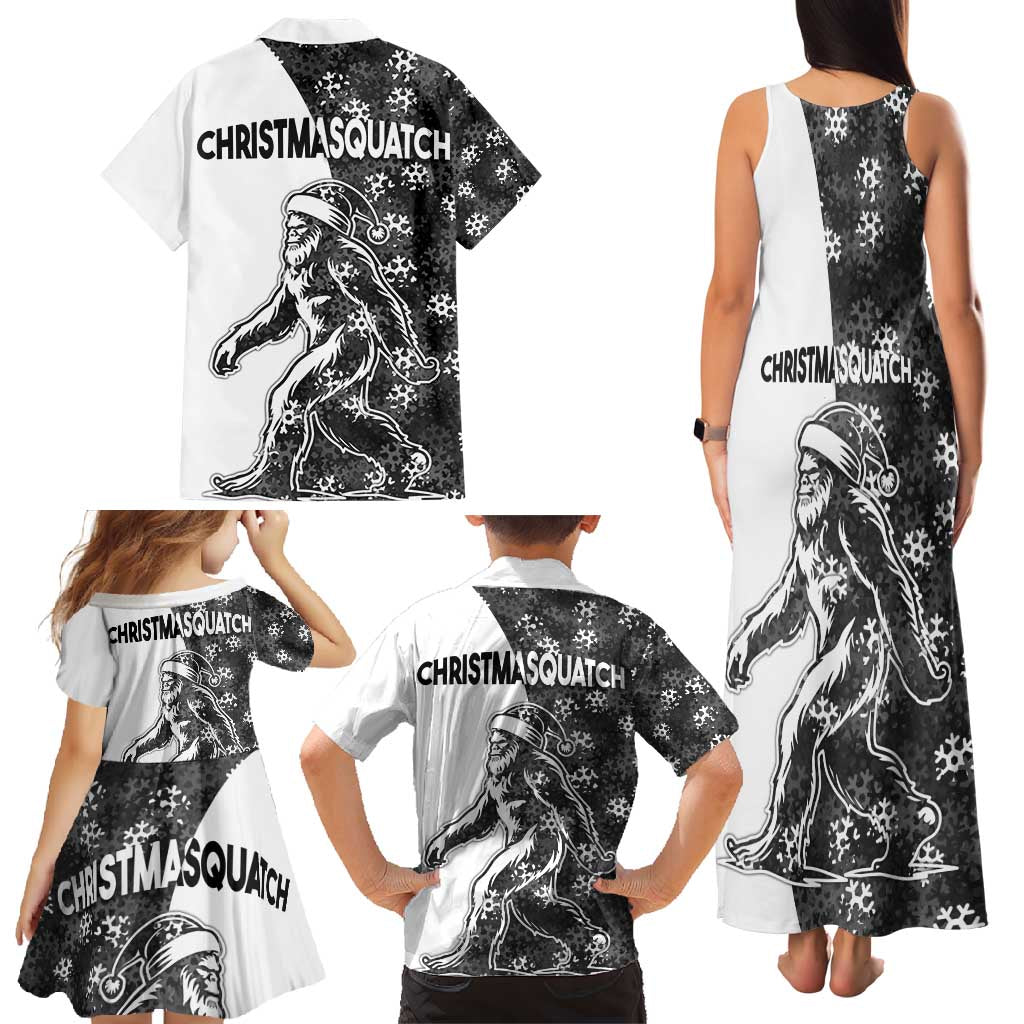 Funny Christmasquatch Camouflage of Snowflakes Family Matching Tank Maxi Dress and Hawaiian Shirt - Wonder Print Shop