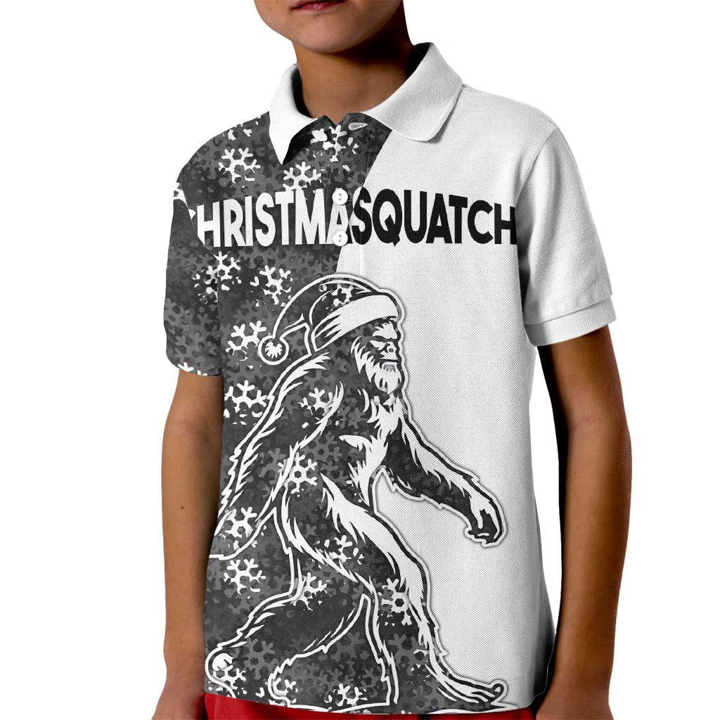 Funny Christmasquatch Camouflage of Snowflakes Kid Polo Shirt - Wonder Print Shop
