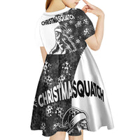 Funny Christmasquatch Camouflage of Snowflakes Kid Short Sleeve Dress - Wonder Print Shop