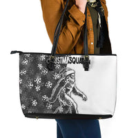 Funny Christmasquatch Camouflage of Snowflakes Leather Tote Bag - Wonder Print Shop