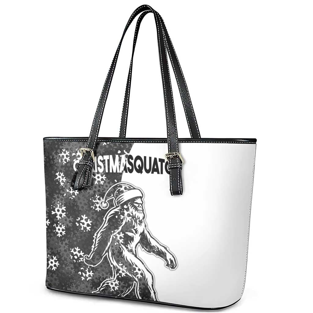 Funny Christmasquatch Camouflage of Snowflakes Leather Tote Bag - Wonder Print Shop