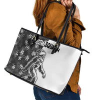 Funny Christmasquatch Camouflage of Snowflakes Leather Tote Bag - Wonder Print Shop