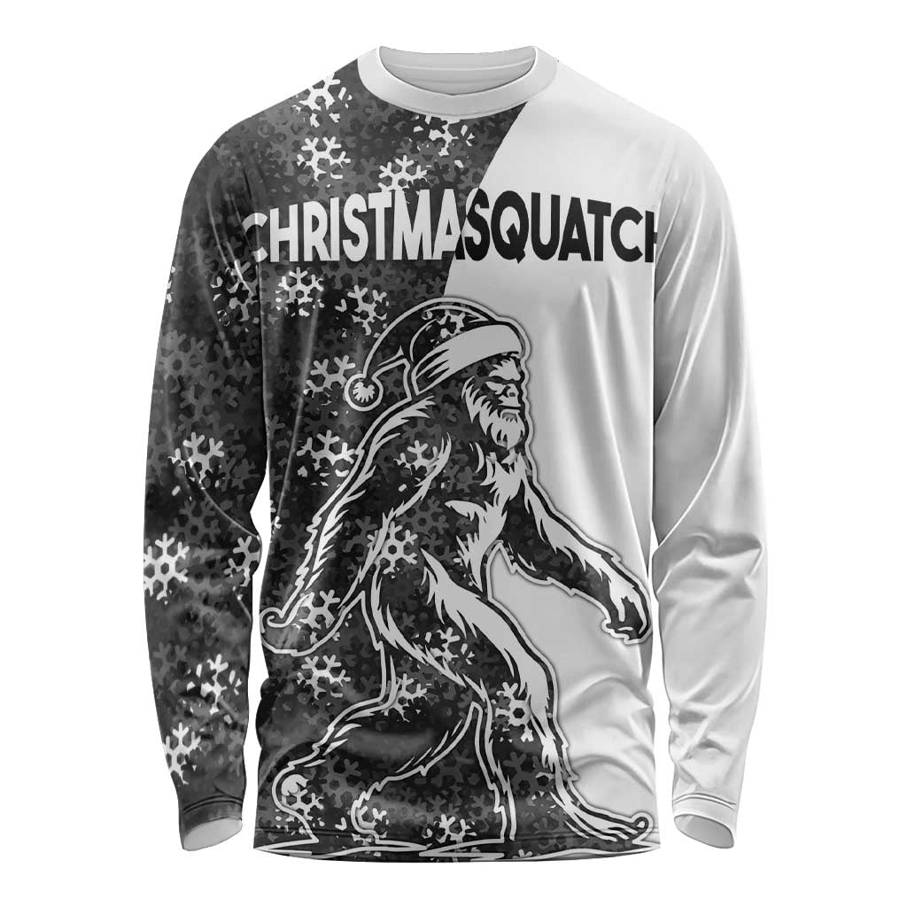 Funny Christmasquatch Camouflage of Snowflakes Long Sleeve Shirt - Wonder Print Shop