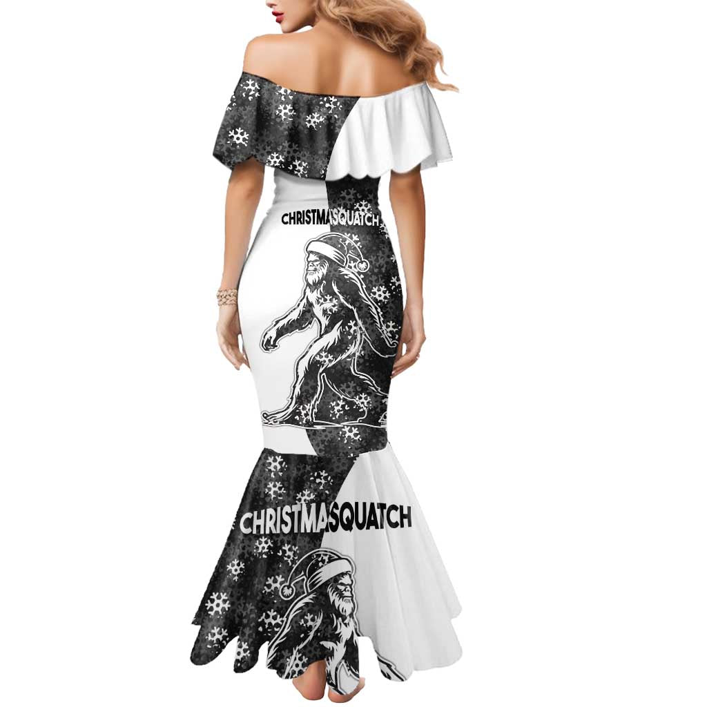 Funny Christmasquatch Camouflage of Snowflakes Mermaid Dress - Wonder Print Shop