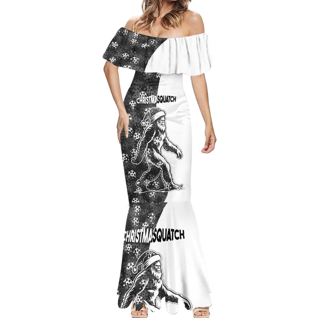 Funny Christmasquatch Camouflage of Snowflakes Mermaid Dress - Wonder Print Shop