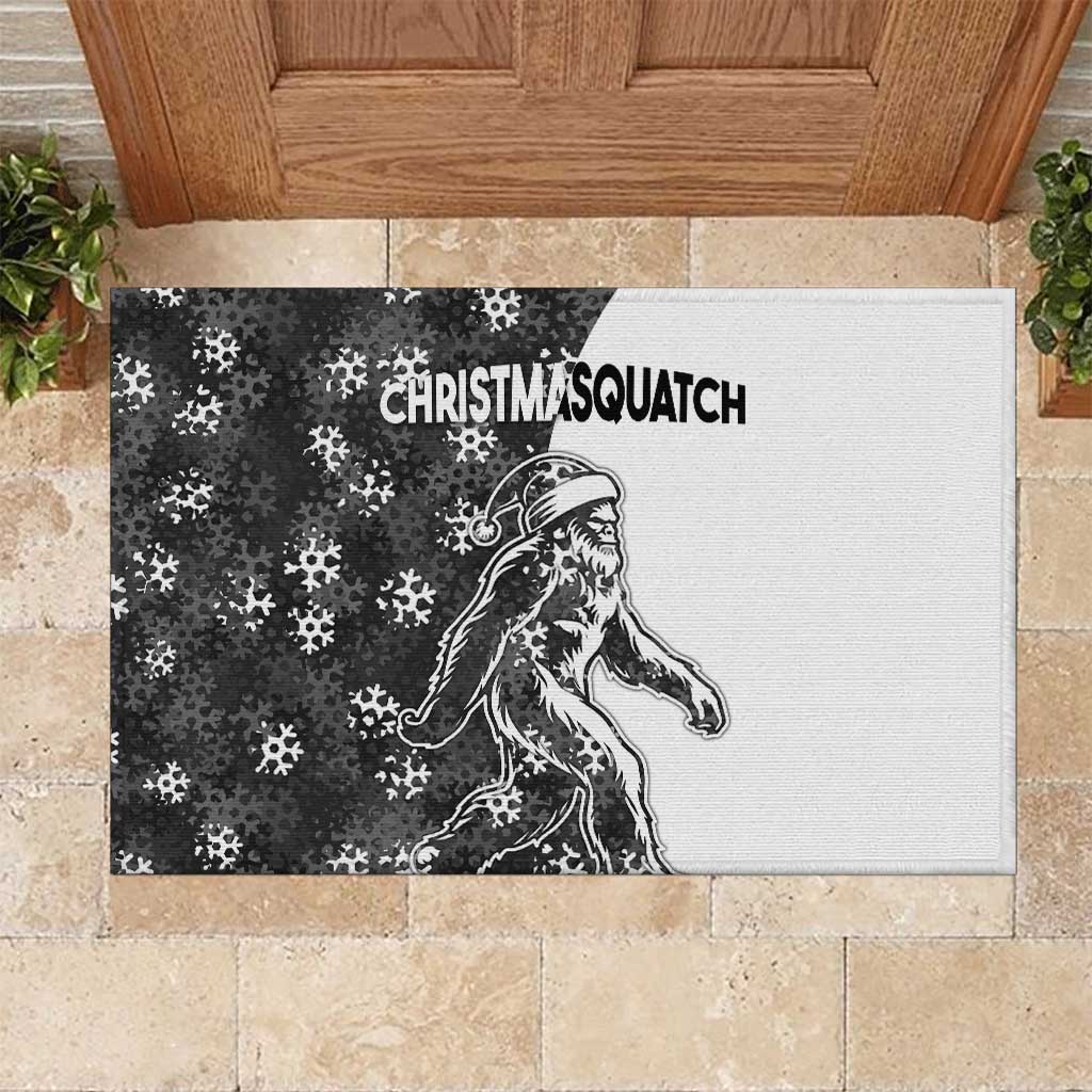 Funny Christmasquatch Camouflage of Snowflakes Rubber Doormat - Wonder Print Shop