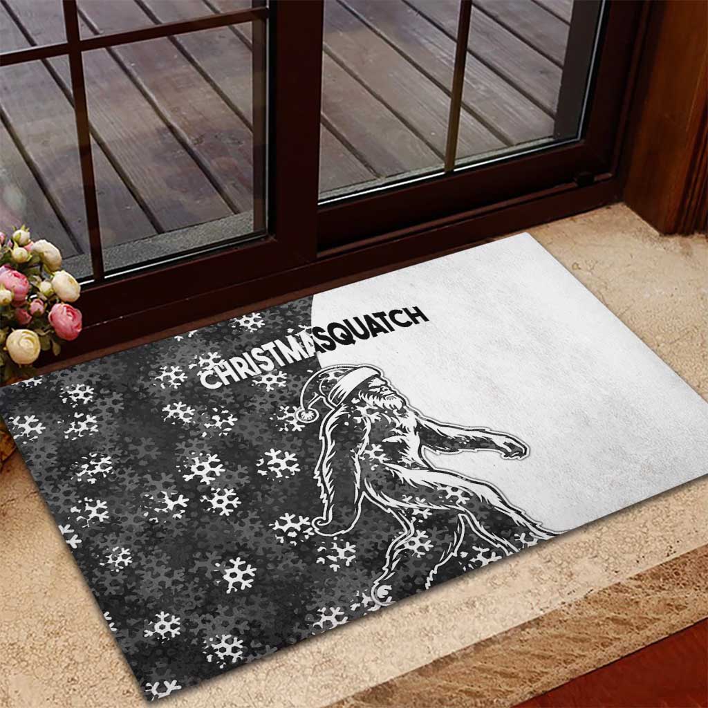 Funny Christmasquatch Camouflage of Snowflakes Rubber Doormat - Wonder Print Shop