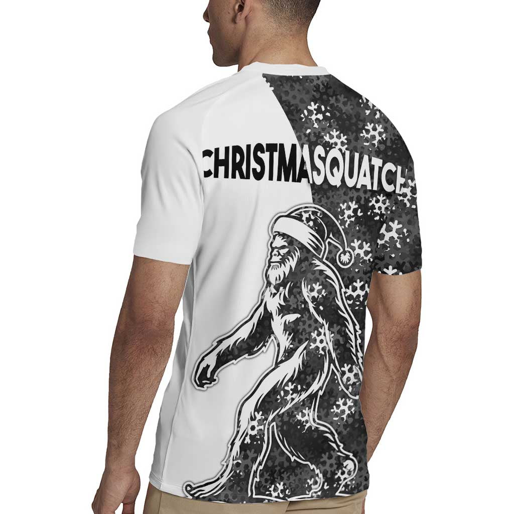 Funny Christmasquatch Camouflage of Snowflakes Rugby Jersey - Wonder Print Shop