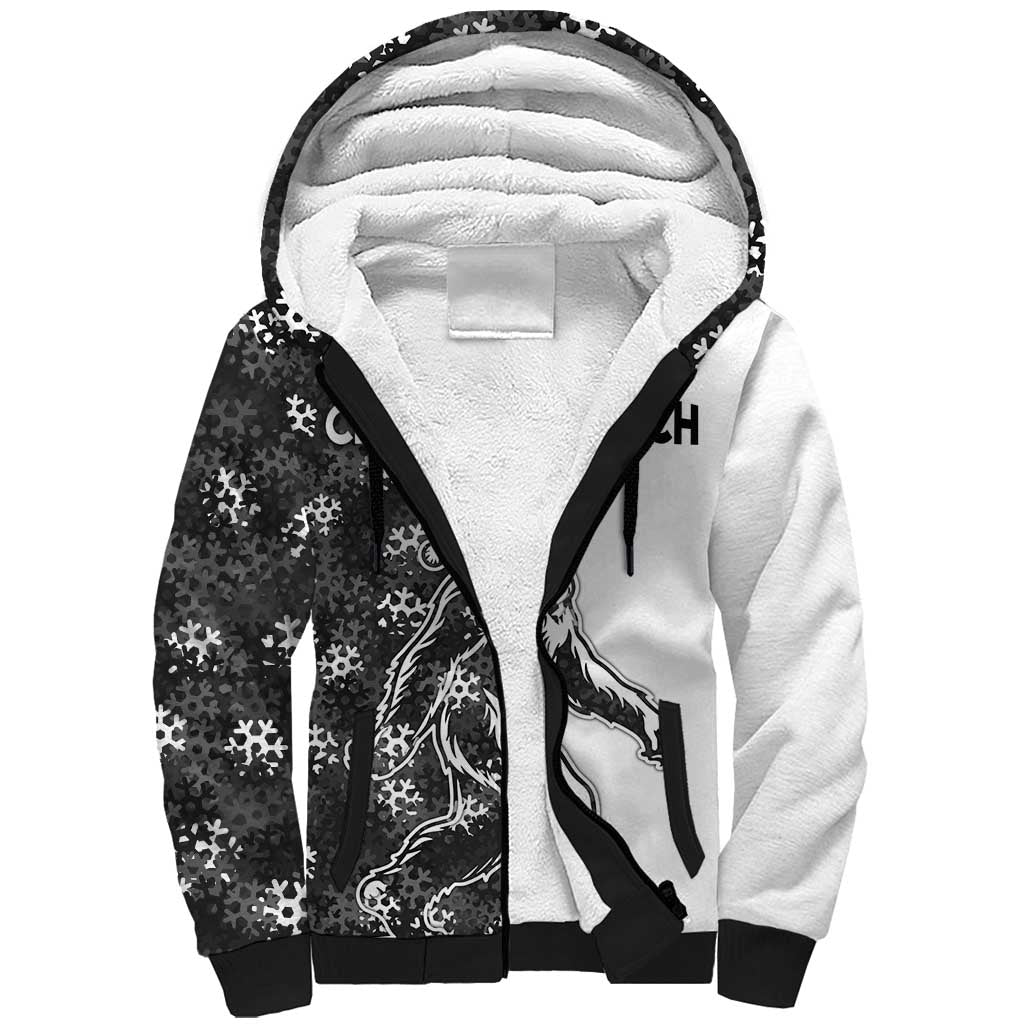 Funny Christmasquatch Camouflage of Snowflakes Sherpa Hoodie - Wonder Print Shop