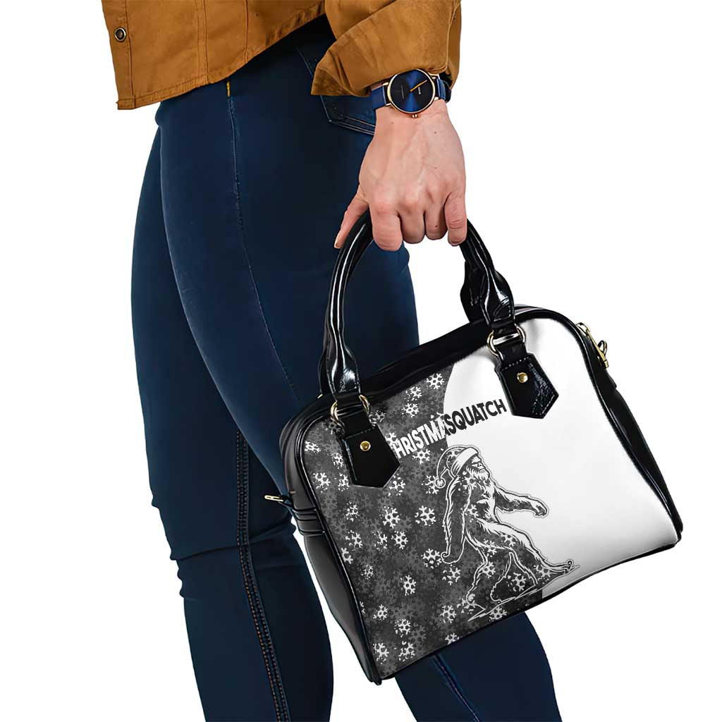 Funny Christmasquatch Camouflage of Snowflakes Shoulder Handbag