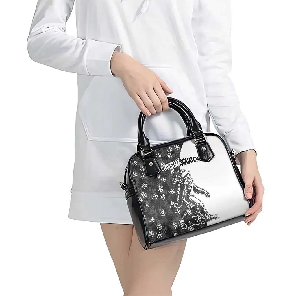 Funny Christmasquatch Camouflage of Snowflakes Shoulder Handbag