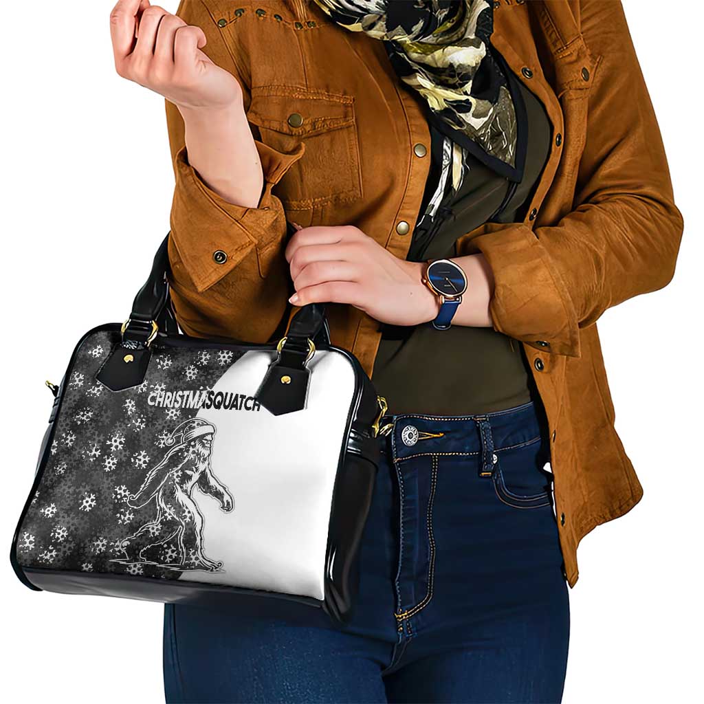 Funny Christmasquatch Camouflage of Snowflakes Shoulder Handbag