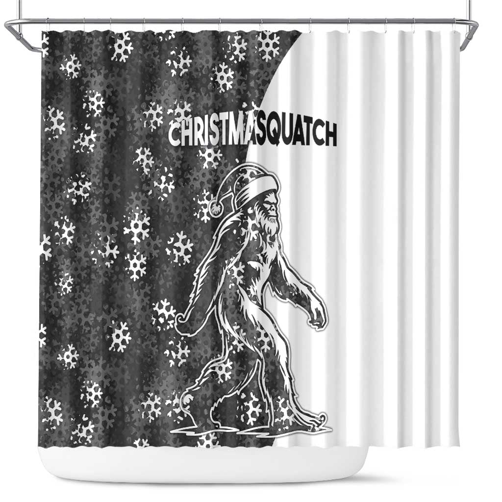 Funny Christmasquatch Camouflage of Snowflakes Shower Curtain