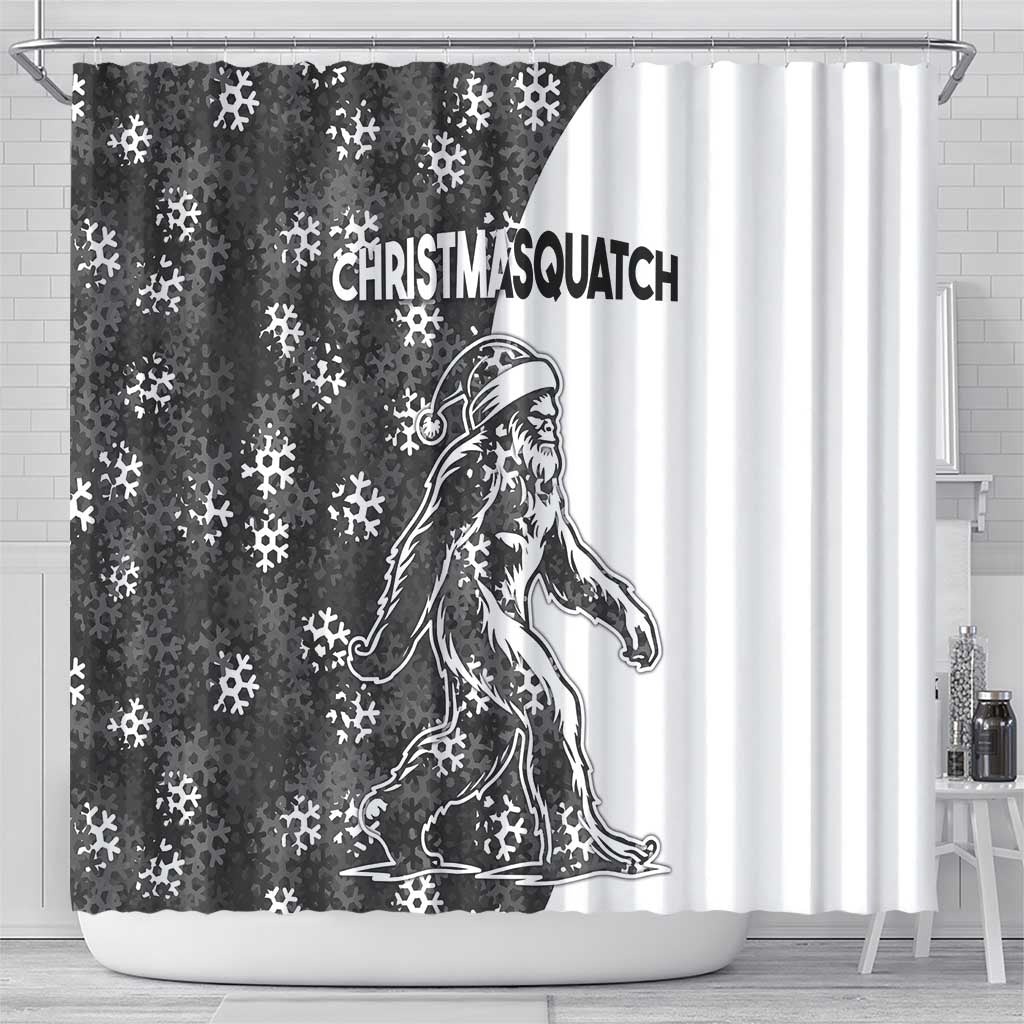 Funny Christmasquatch Camouflage of Snowflakes Shower Curtain