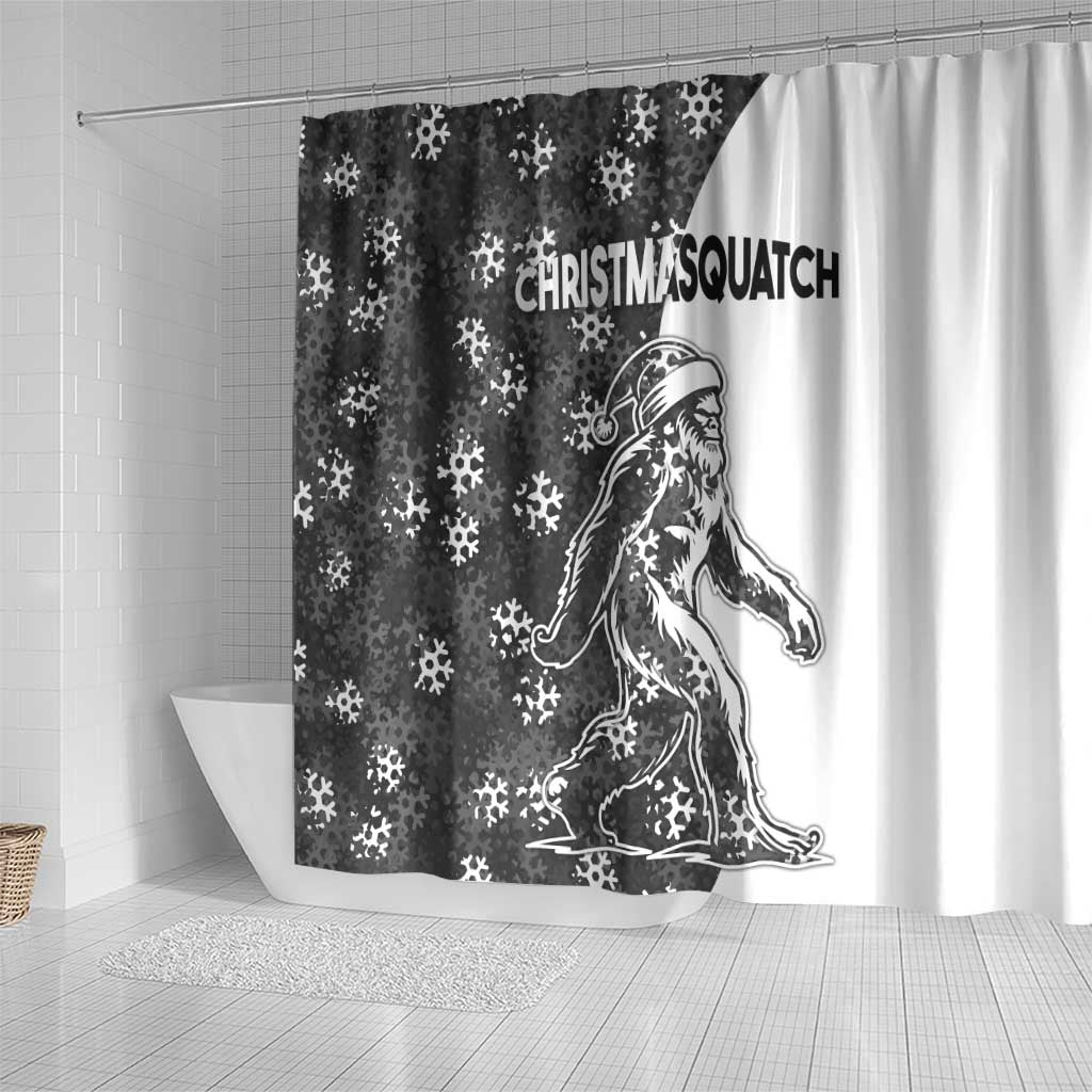 Funny Christmasquatch Camouflage of Snowflakes Shower Curtain