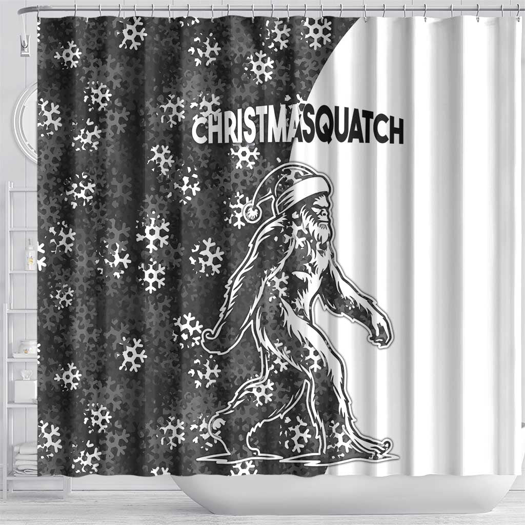 Funny Christmasquatch Camouflage of Snowflakes Shower Curtain
