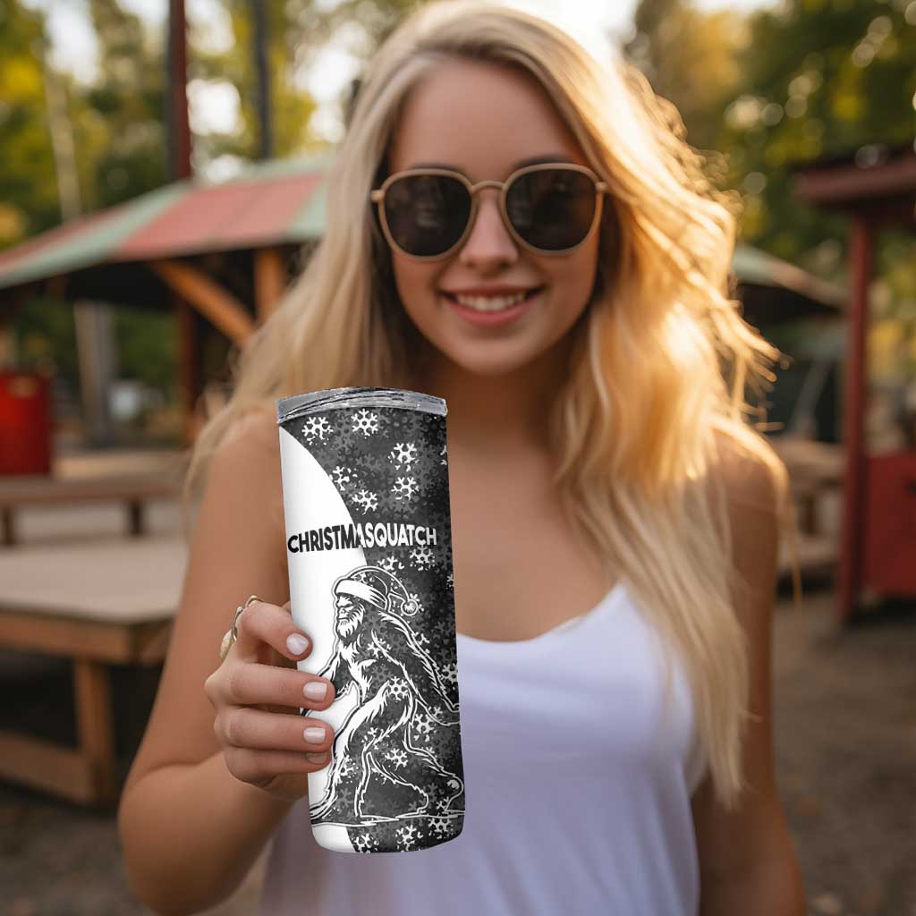 Funny Christmasquatch Camouflage of Snowflakes Skinny Tumbler - Wonder Print Shop