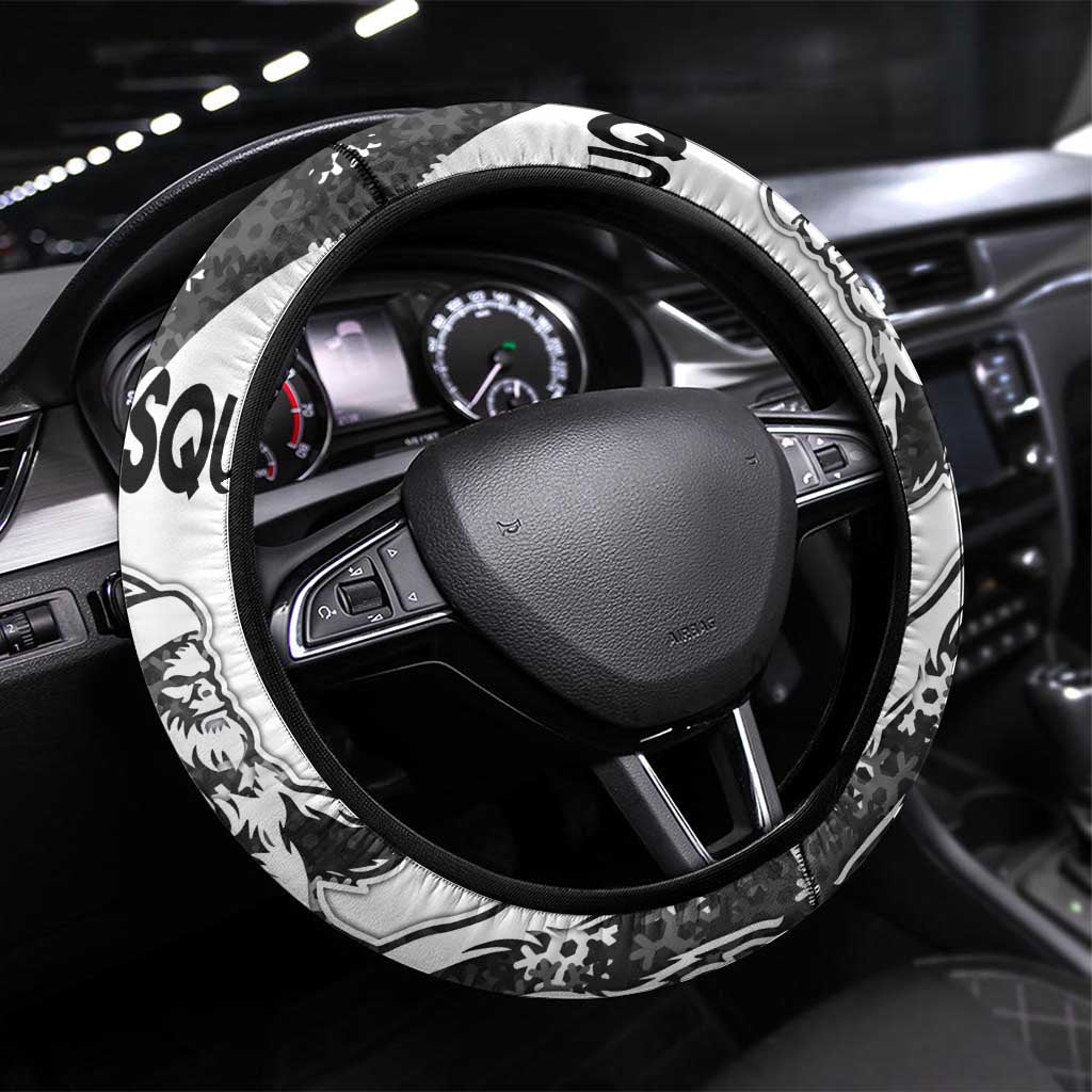 Funny Christmasquatch Camouflage of Snowflakes Steering Wheel Cover - Wonder Print Shop