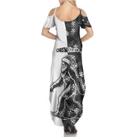 Funny Christmasquatch Camouflage of Snowflakes Summer Maxi Dress - Wonder Print Shop