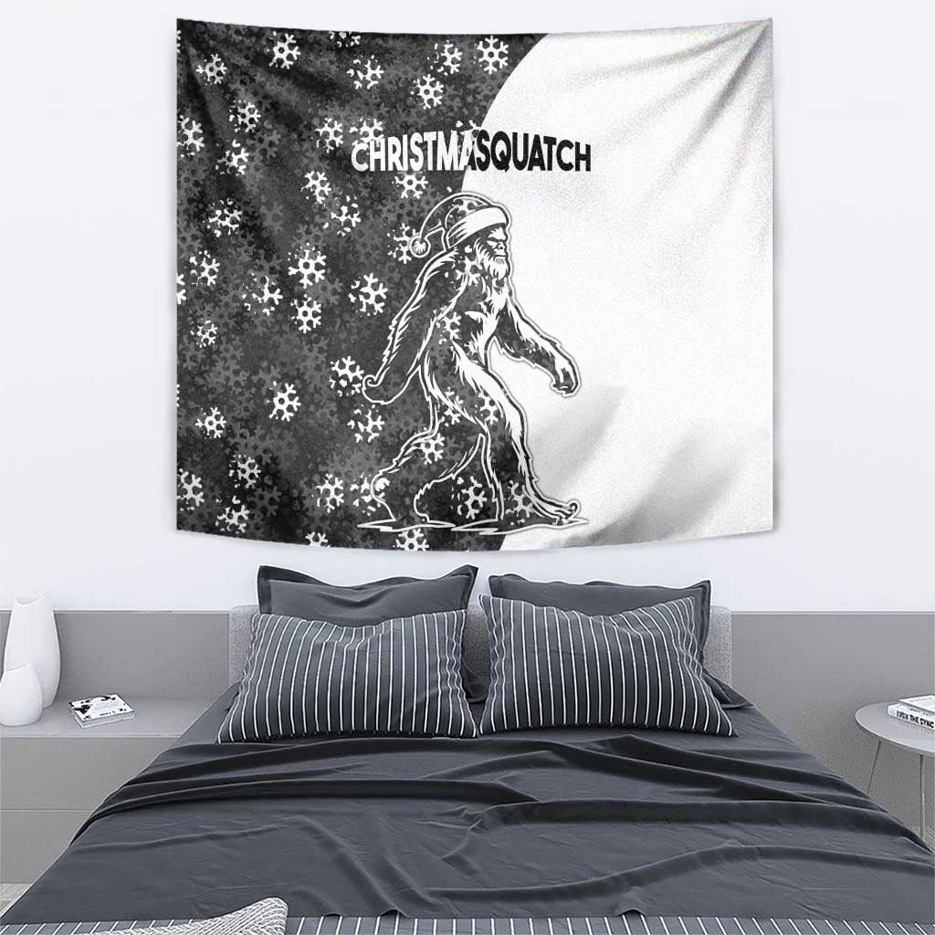 Funny Christmasquatch Camouflage of Snowflakes Tapestry - Wonder Print Shop