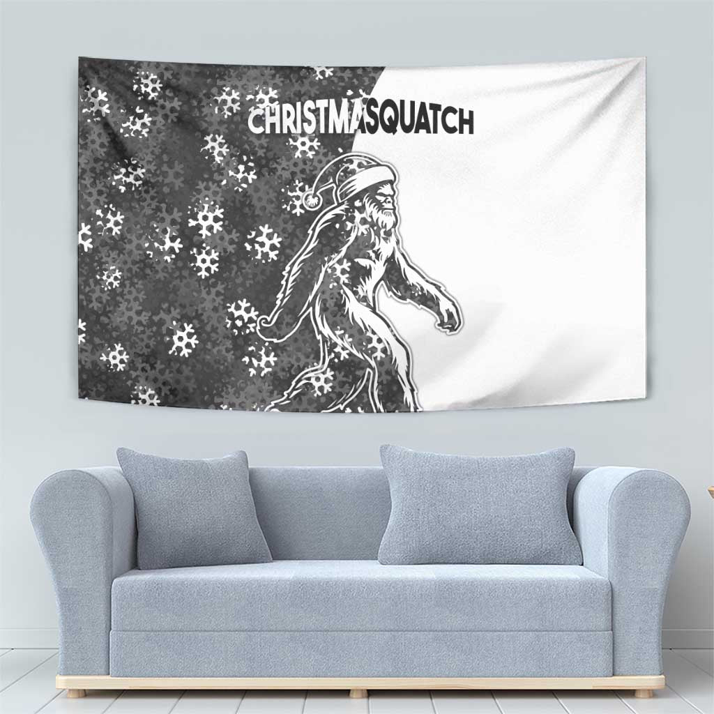 Funny Christmasquatch Camouflage of Snowflakes Tapestry - Wonder Print Shop