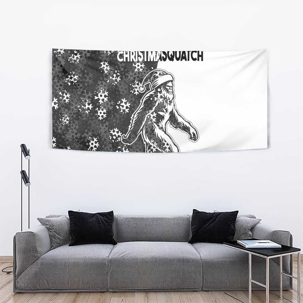 Funny Christmasquatch Camouflage of Snowflakes Tapestry - Wonder Print Shop