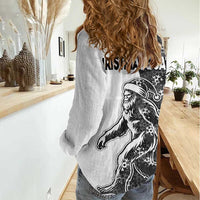 Funny Christmasquatch Camouflage of Snowflakes Women Casual Shirt - Wonder Print Shop