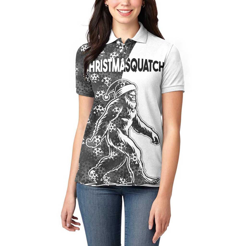 Funny Christmasquatch Camouflage of Snowflakes Women Polo Shirt - Wonder Print Shop