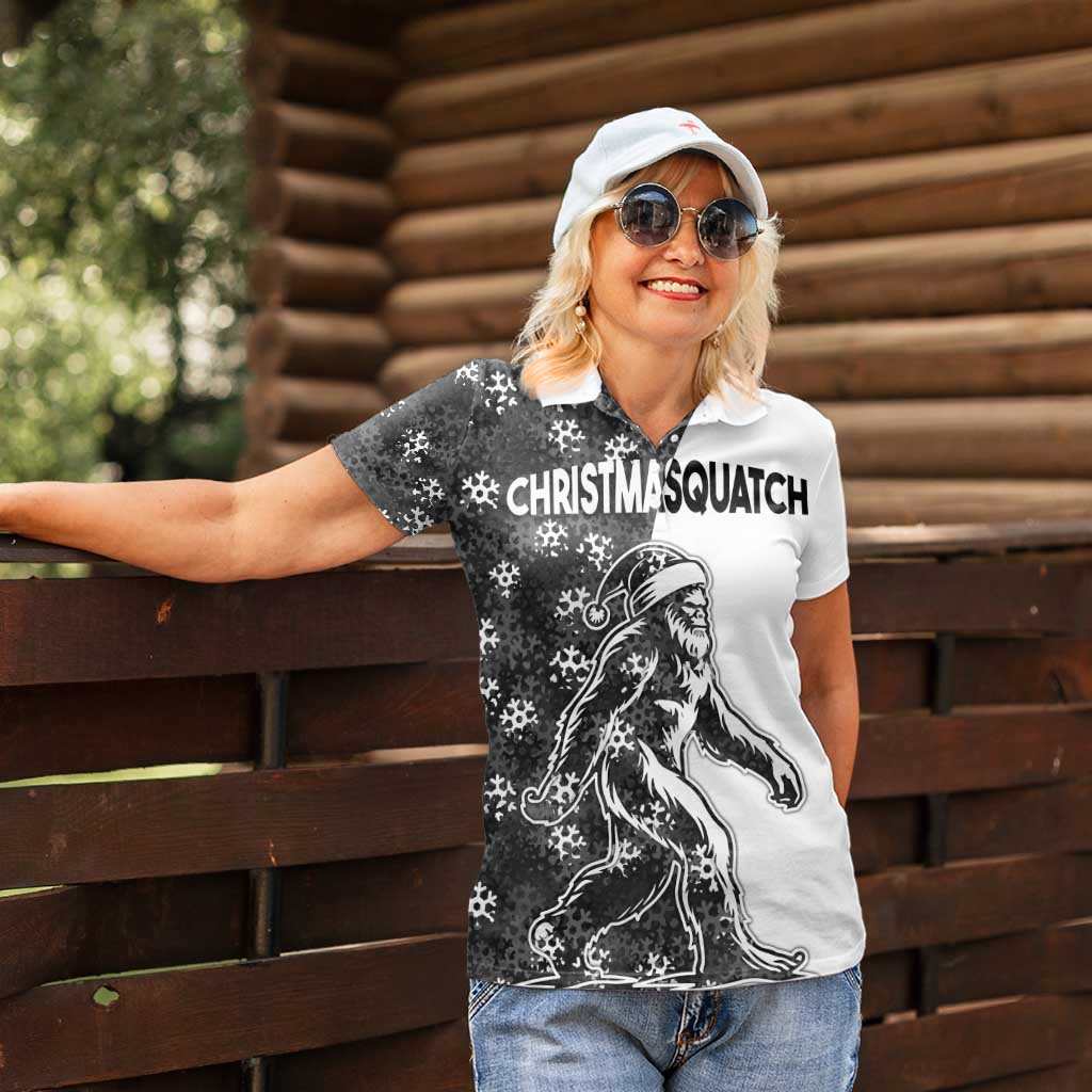 Funny Christmasquatch Camouflage of Snowflakes Women Polo Shirt - Wonder Print Shop