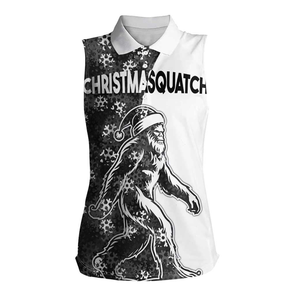 Funny Christmasquatch Camouflage of Snowflakes Women Sleeveless Polo Shirt - Wonder Print Shop