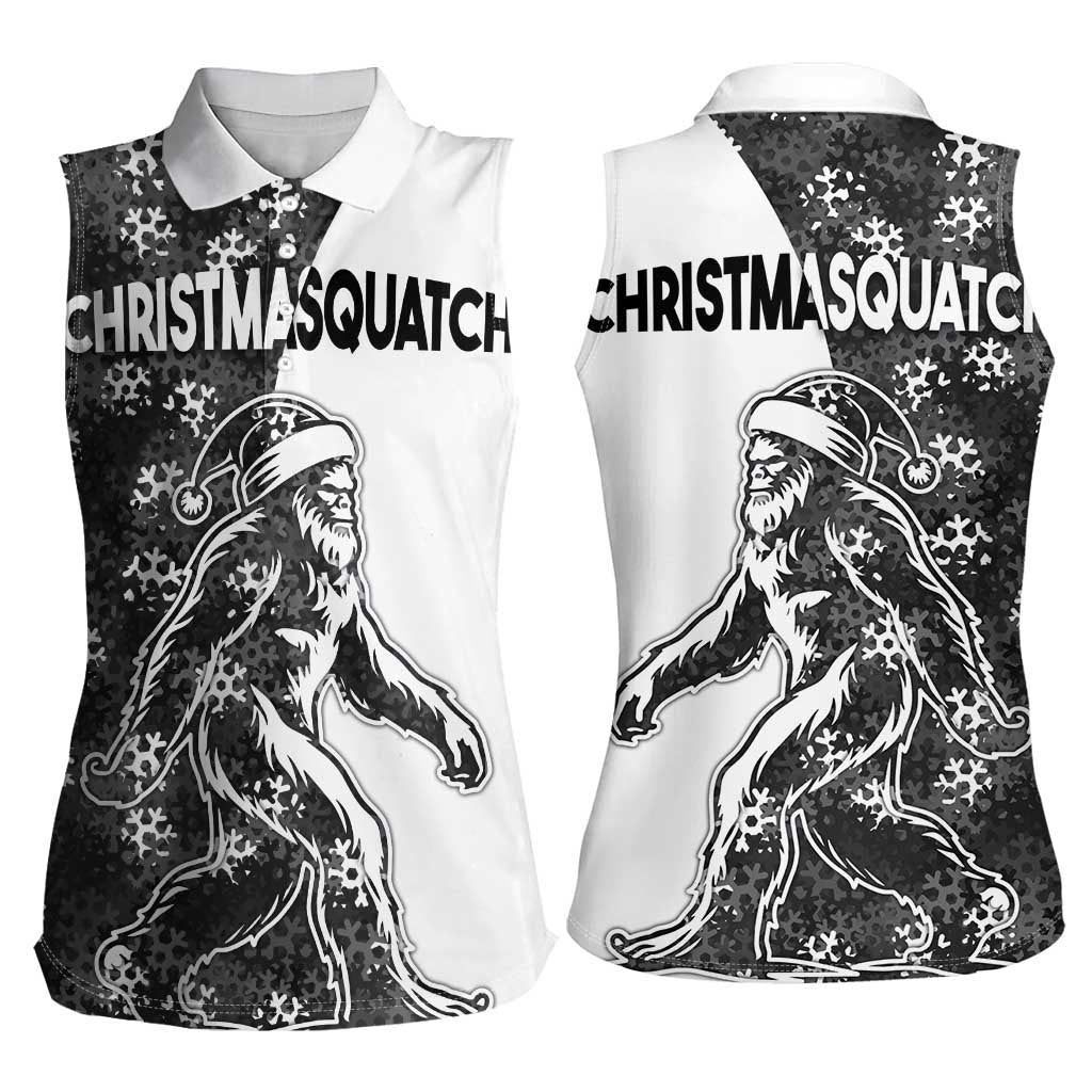 Funny Christmasquatch Camouflage of Snowflakes Women Sleeveless Polo Shirt - Wonder Print Shop
