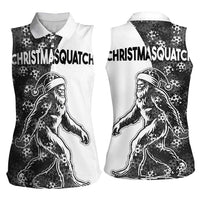 Funny Christmasquatch Camouflage of Snowflakes Women Sleeveless Polo Shirt - Wonder Print Shop