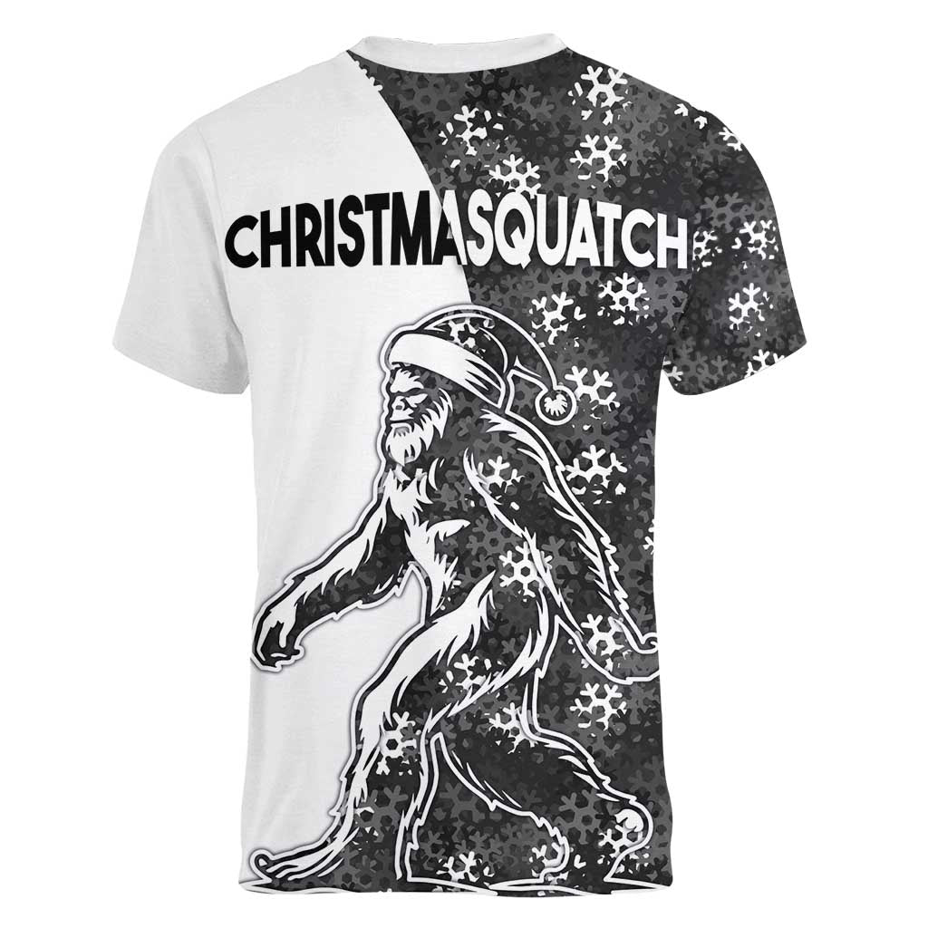 Funny Christmasquatch Camouflage of Snowflakes Women V-Neck T-Shirt - Wonder Print Shop
