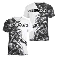Funny Christmasquatch Camouflage of Snowflakes Women V-Neck T-Shirt - Wonder Print Shop