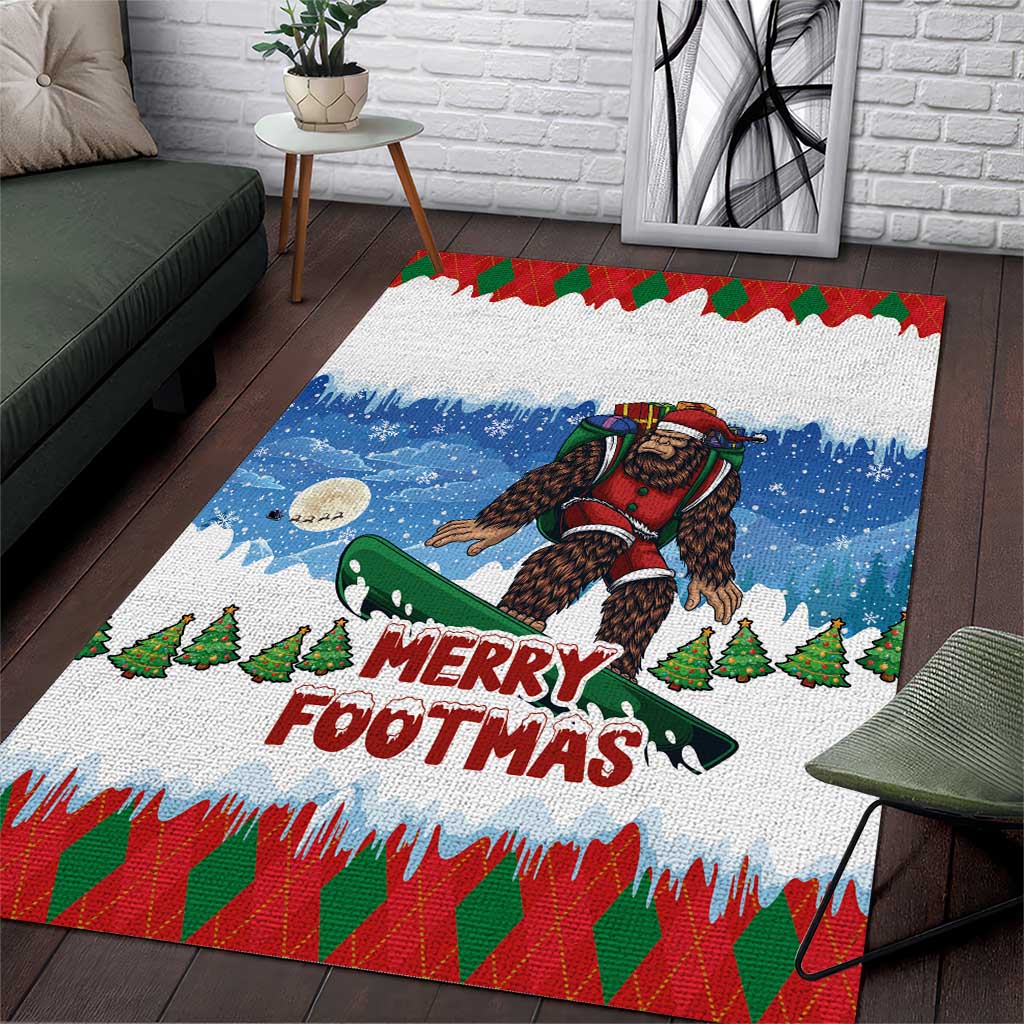 ride bigfoot snowboard Christmas Bigfoot Ride Snowboard Area Rug Merry Footmas Xmas Style