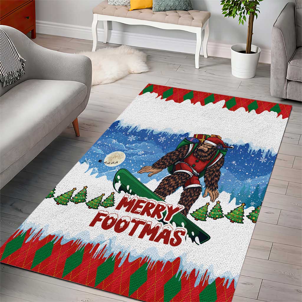 Christmas Bigfoot Ride Snowboard Area Rug Merry Footmas Xmas Style - Wonder Print Shop