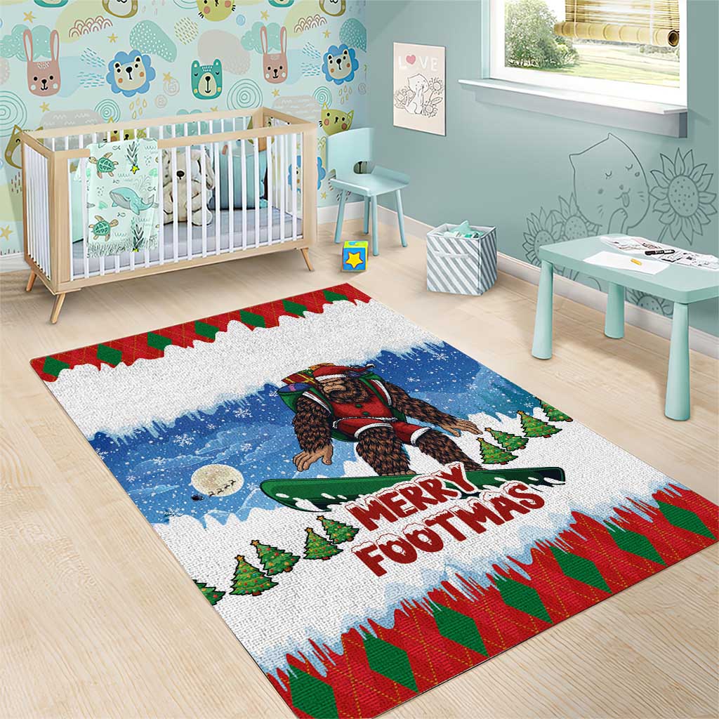 Christmas Bigfoot Ride Snowboard Area Rug Merry Footmas Xmas Style - Wonder Print Shop