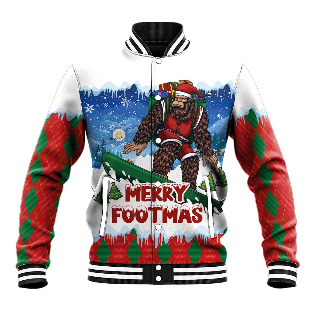Christmas Bigfoot Ride Snowboard Baseball Jacket Merry Footmas Xmas Style - Wonder Print Shop