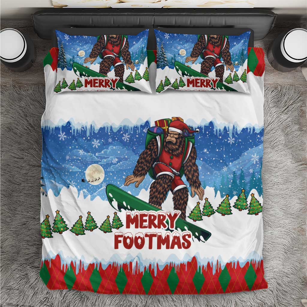 Christmas Bigfoot Ride Snowboard Bedding Set Merry Footmas Xmas Style - Wonder Print Shop